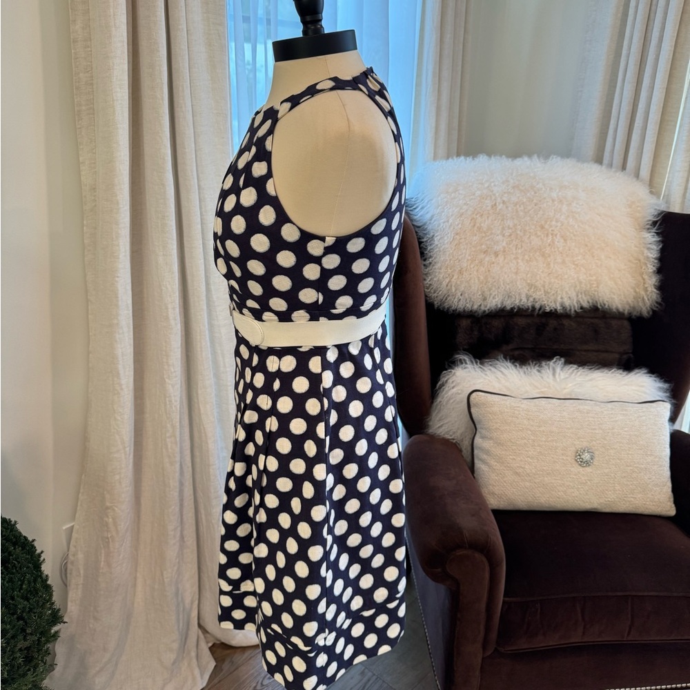 Eliza J Navy & White Polka Dot Dress - Size 6 - Picture 3 of 10